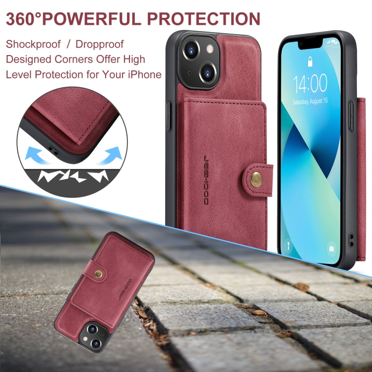 For iPhone 15 JEEHOOD Retro Magnetic Detachable Leather Phone Case(Red) - iPhone 15 Cases by JEEHOOD | Online Shopping UK | buy2fix