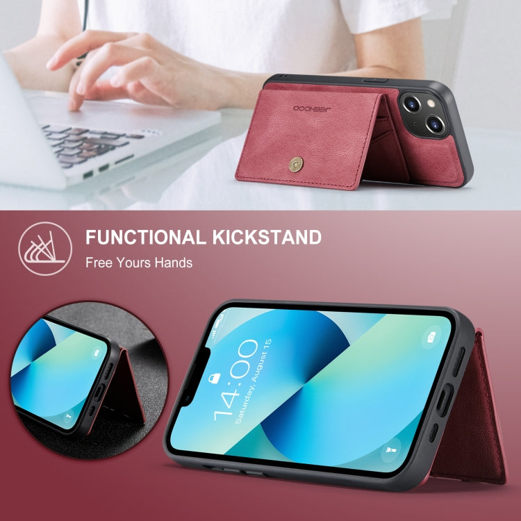 For iPhone 15 JEEHOOD Retro Magnetic Detachable Leather Phone Case(Red) - iPhone 15 Cases by JEEHOOD | Online Shopping UK | buy2fix