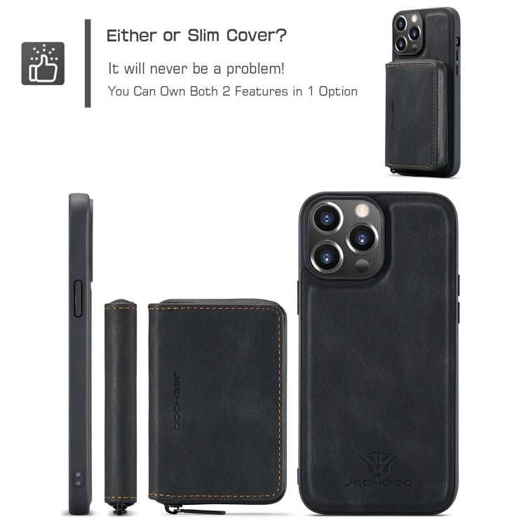 For iPhone 15 Pro JEEHOOD Magnetic Zipper Wallet Leather Phone Case(Black) - iPhone 15 Pro Cases by JEEHOOD | Online Shopping UK | buy2fix