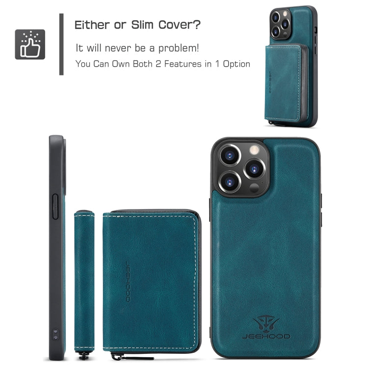 For iPhone 15 Pro JEEHOOD Magnetic Zipper Wallet Leather Phone Case(Blue) - iPhone 15 Pro Cases by JEEHOOD | Online Shopping UK | buy2fix