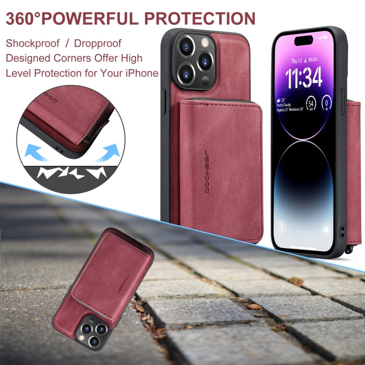 For iPhone 15 Pro JEEHOOD Magnetic Zipper Wallet Leather Phone Case(Red) - iPhone 15 Pro Cases by JEEHOOD | Online Shopping UK | buy2fix