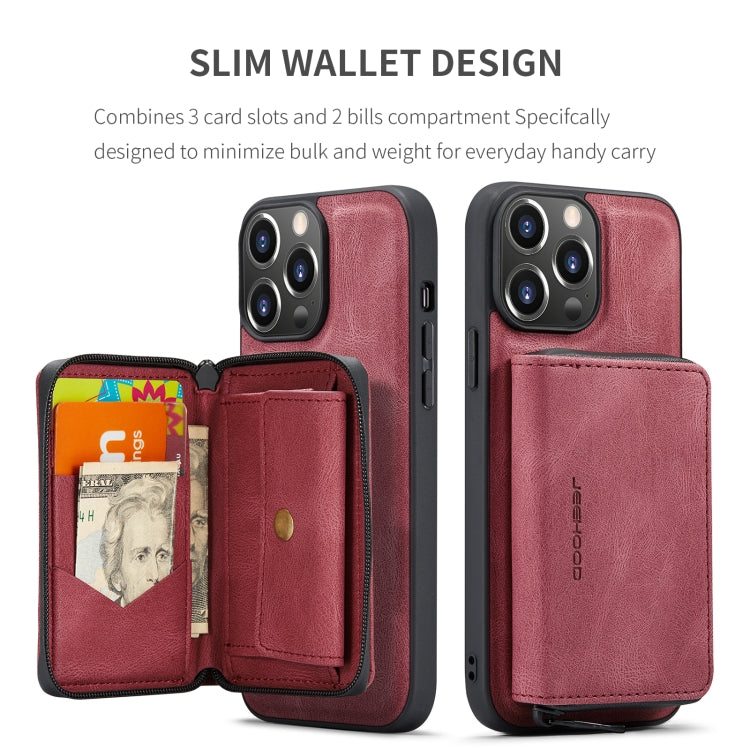 For iPhone 15 Pro JEEHOOD Magnetic Zipper Wallet Leather Phone Case(Red) - iPhone 15 Pro Cases by JEEHOOD | Online Shopping UK | buy2fix