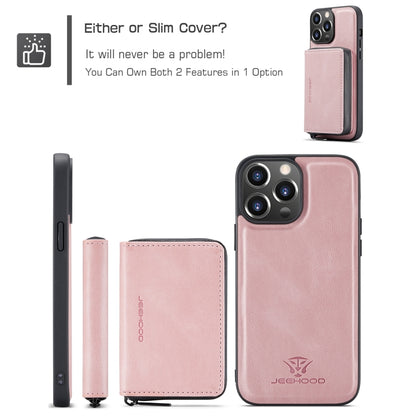 For iPhone 15 Pro JEEHOOD Magnetic Zipper Wallet Leather Phone Case(Pink) - iPhone 15 Pro Cases by JEEHOOD | Online Shopping UK | buy2fix