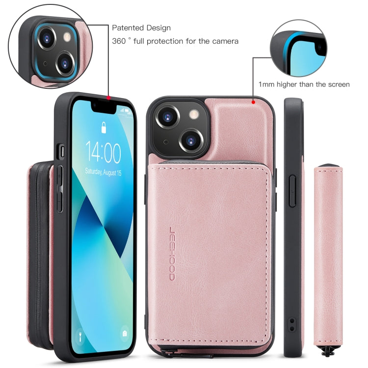 For iPhone 15 Plus JEEHOOD Magnetic Zipper Wallet Leather Phone Case(Pink) - iPhone 15 Plus Cases by JEEHOOD | Online Shopping UK | buy2fix