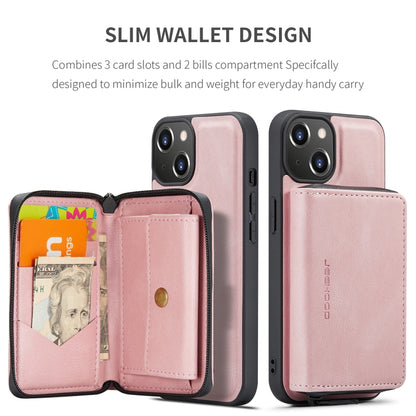 For iPhone 15 Plus JEEHOOD Magnetic Zipper Wallet Leather Phone Case(Pink) - iPhone 15 Plus Cases by JEEHOOD | Online Shopping UK | buy2fix