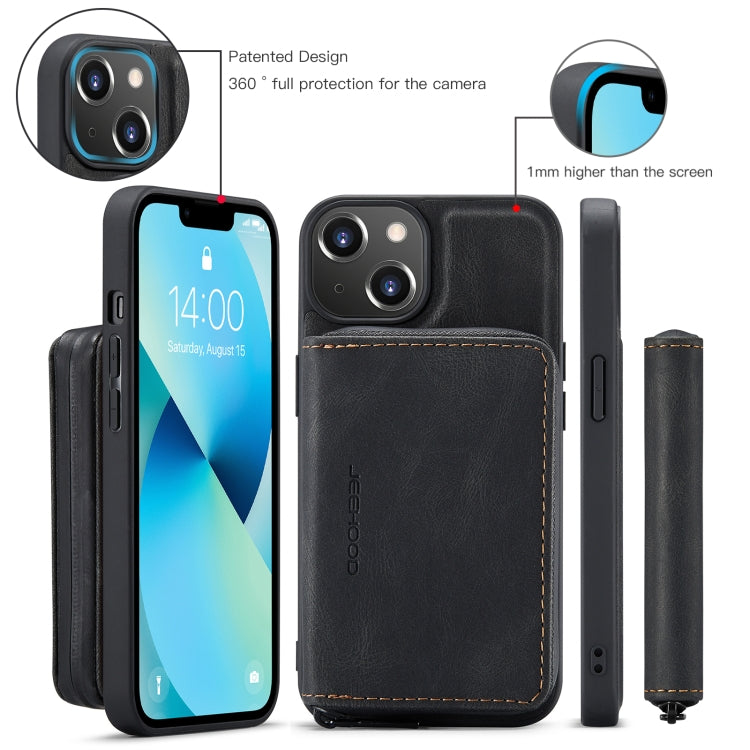 For iPhone 15 JEEHOOD Magnetic Zipper Wallet Leather Phone Case(Black) - iPhone 15 Cases by JEEHOOD | Online Shopping UK | buy2fix