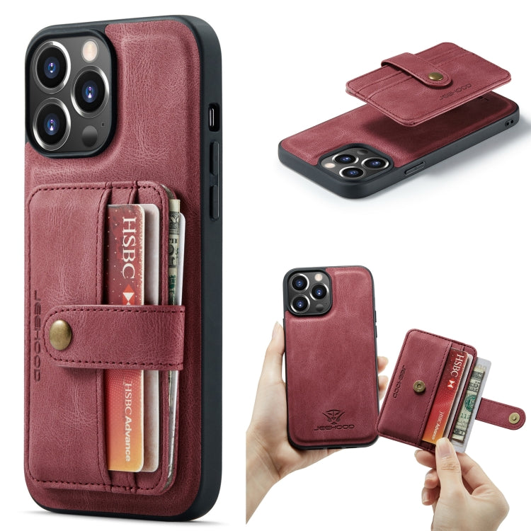 For iPhone 15 Pro JEEHOOD RFID Blocking Anti-Theft Magnetic PU Phone Case(Red) - iPhone 15 Pro Cases by JEEHOOD | Online Shopping UK | buy2fix