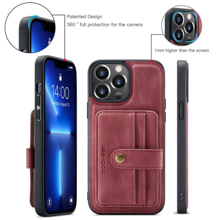 For iPhone 15 Pro JEEHOOD RFID Blocking Anti-Theft Magnetic PU Phone Case(Red) - iPhone 15 Pro Cases by JEEHOOD | Online Shopping UK | buy2fix