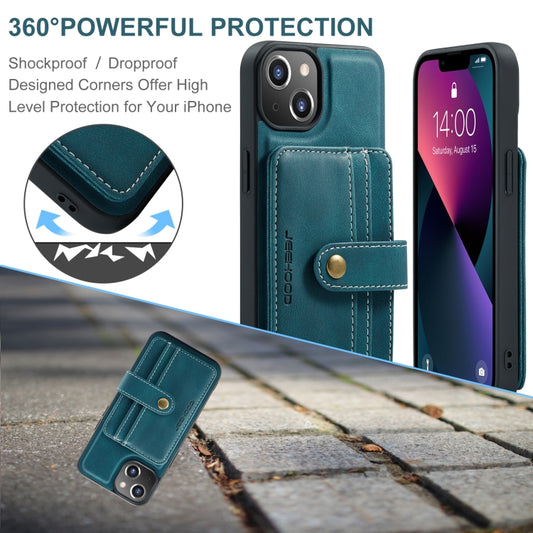 For iPhone 15 JEEHOOD RFID Blocking Anti-Theft Magnetic PU Phone Case(Blue) - iPhone 15 Cases by JEEHOOD | Online Shopping UK | buy2fix