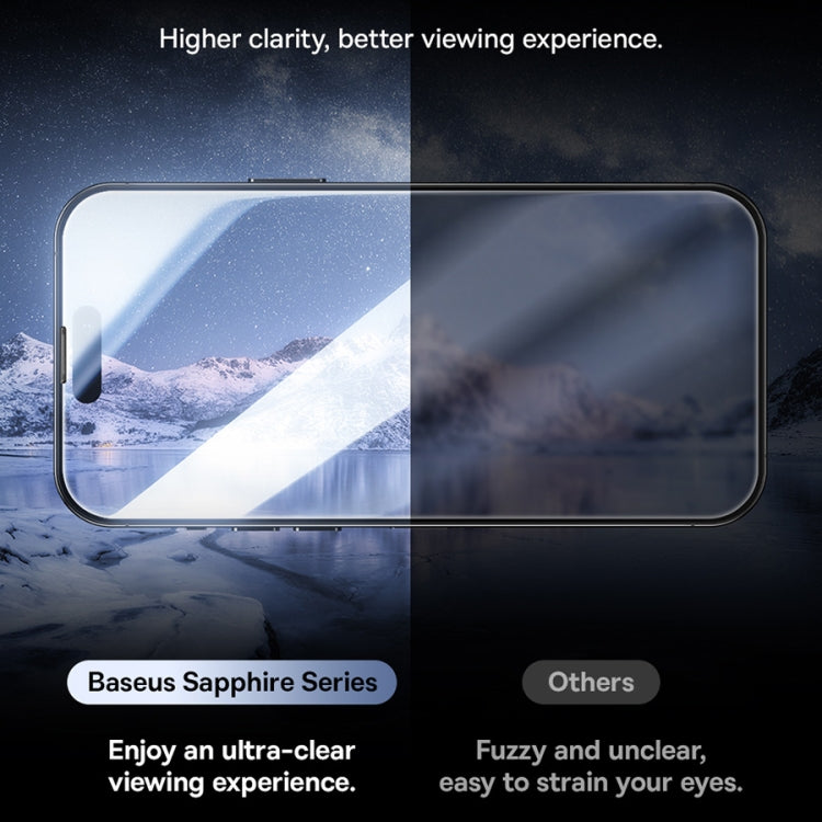 For iPhone 15 Baseus Sapphire Series Dustproof Peep-proof Tempered Glass Film - iPhone 15 Tempered Glass by Baseus | Online Shopping UK | buy2fix