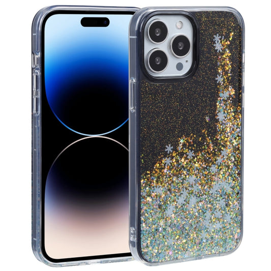 For iPhone 15 Pro Max DFANS DESIGN Snowflake Starlight Shining Phone Case(Black) by DFANS DESIGN