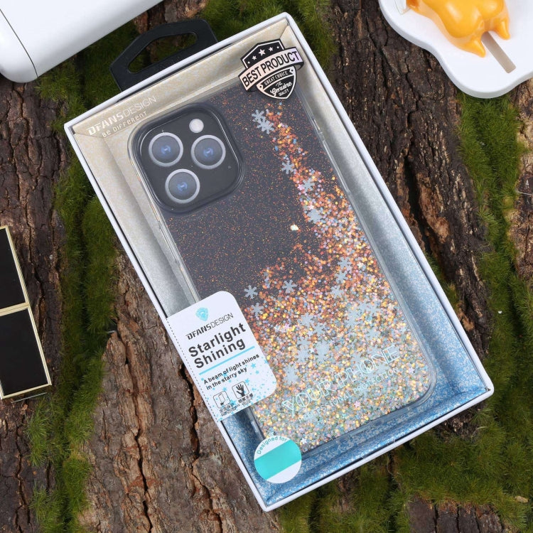 For iPhone 15 Pro Max DFANS DESIGN Snowflake Starlight Shining Phone Case(Black) by DFANS DESIGN