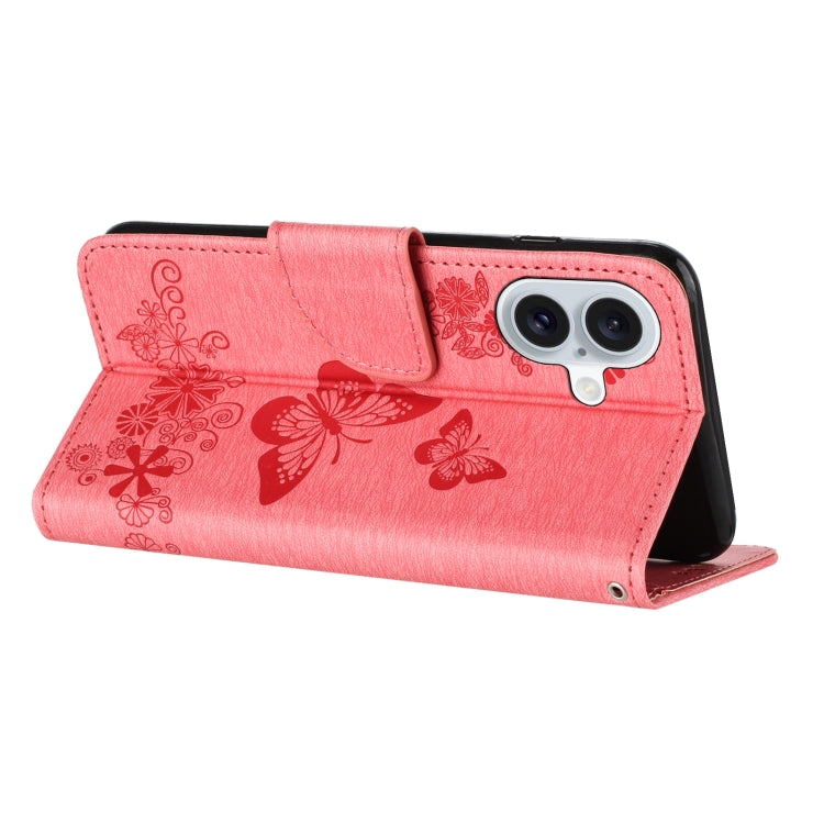 For iPhone 16 Plus Butterfly Embossed Flip Leather Phone Case(Pink) by buy2fix