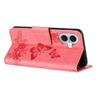 For iPhone 16 Plus Butterfly Embossed Flip Leather Phone Case(Pink) by buy2fix