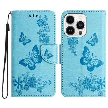 For iPhone 16 Pro Max Butterfly Embossed Flip Leather Phone Case(Blue) by buy2fix