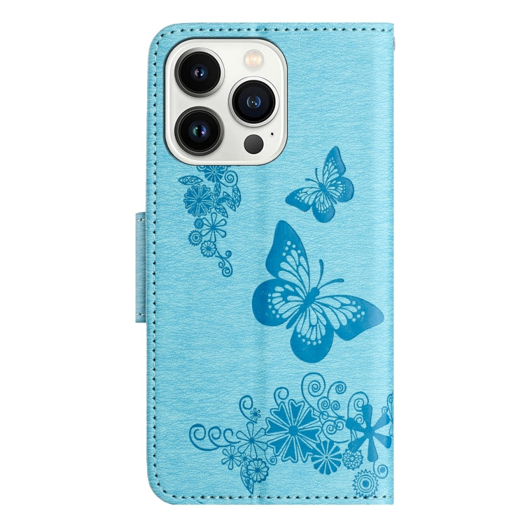 For iPhone 16 Pro Max Butterfly Embossed Flip Leather Phone Case(Blue) by buy2fix