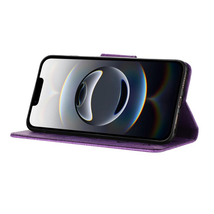 For iPhone 16e Butterfly Embossed Flip Leather Phone Case(Purple) - iPhone 16e Cases by buy2fix | Online Shopping UK | buy2fix