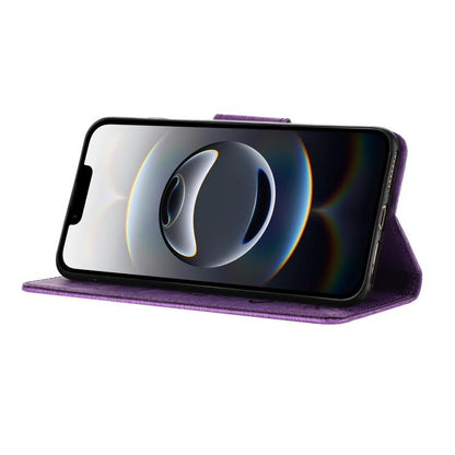 For iPhone 16e Butterfly Embossed Flip Leather Phone Case(Purple) - iPhone 16e Cases by buy2fix | Online Shopping UK | buy2fix