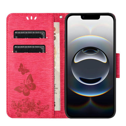 For iPhone 16e Butterfly Embossed Flip Leather Phone Case(Red) - iPhone 16e Cases by buy2fix | Online Shopping UK | buy2fix