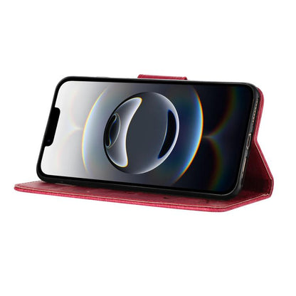 For iPhone 16e Butterfly Embossed Flip Leather Phone Case(Red) - iPhone 16e Cases by buy2fix | Online Shopping UK | buy2fix