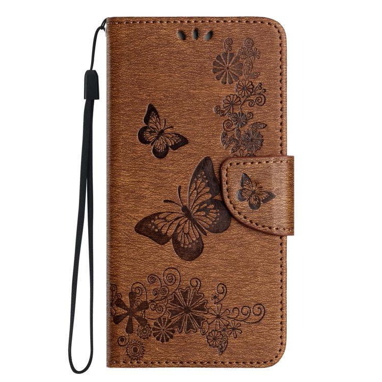 For iPhone 16e Butterfly Embossed Flip Leather Phone Case(Brown) - iPhone 16e Cases by buy2fix | Online Shopping UK | buy2fix