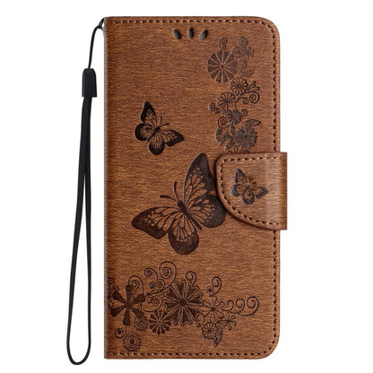 For iPhone 16e Butterfly Embossed Flip Leather Phone Case(Brown) - iPhone 16e Cases by buy2fix | Online Shopping UK | buy2fix