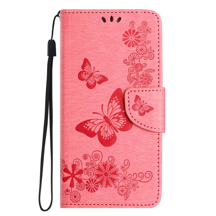 For iPhone 16e Butterfly Embossed Flip Leather Phone Case(Pink) - iPhone 16e Cases by buy2fix | Online Shopping UK | buy2fix