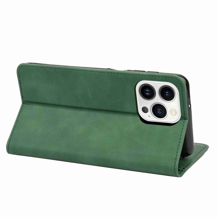 For iPhone 16 Pro Max Skin Feel Splicing Leather Phone Case(Green) by buy2fix