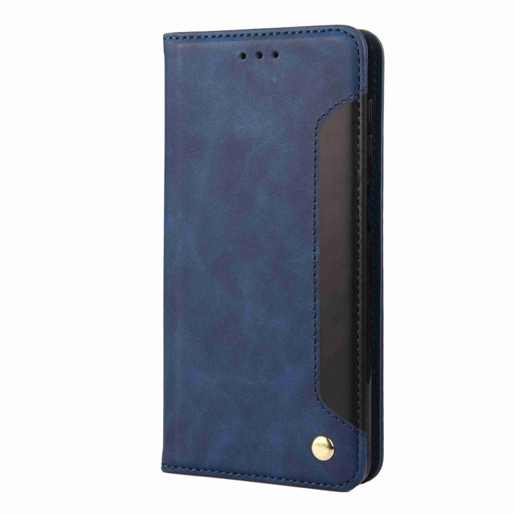 For iPhone 16 Pro Max Skin Feel Splicing Leather Phone Case(Blue) by buy2fix