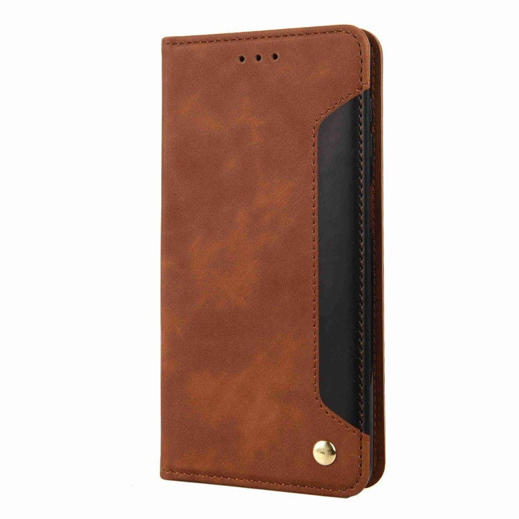 For iPhone 16 Pro Max Skin Feel Splicing Leather Phone Case(Brown) by buy2fix