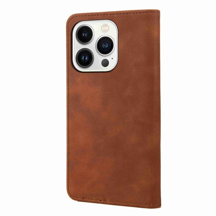 For iPhone 16 Pro Max Skin Feel Splicing Leather Phone Case(Brown) by buy2fix