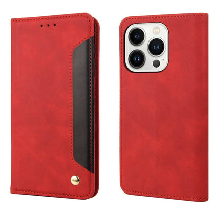 For iPhone 16 Pro Max Skin Feel Splicing Leather Phone Case(Red) by buy2fix