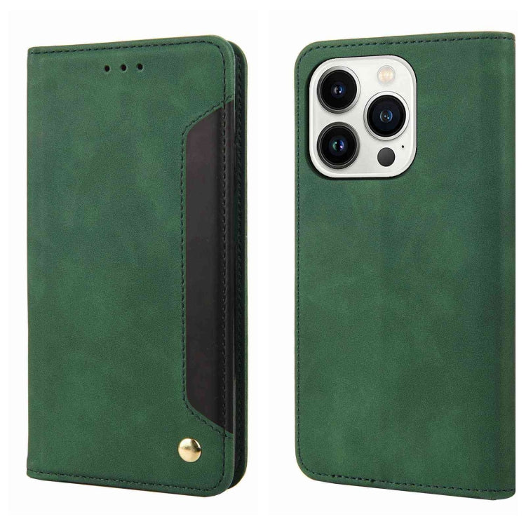 For iPhone 16 Pro Skin Feel Splicing Leather Phone Case(Green) by buy2fix