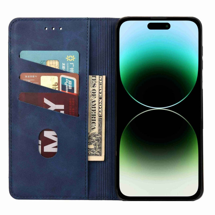 For iPhone 16 Pro Skin Feel Splicing Leather Phone Case(Blue) by buy2fix
