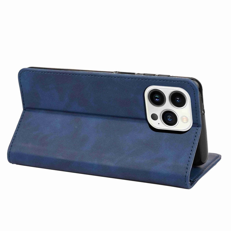 For iPhone 16 Pro Skin Feel Splicing Leather Phone Case(Blue) by buy2fix