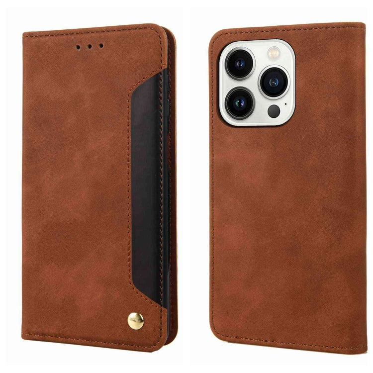 For iPhone 16 Pro Skin Feel Splicing Leather Phone Case(Brown) by buy2fix