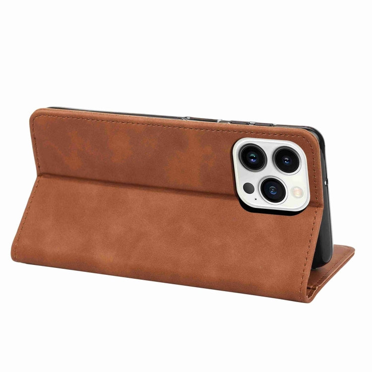 For iPhone 16 Pro Skin Feel Splicing Leather Phone Case(Brown) by buy2fix