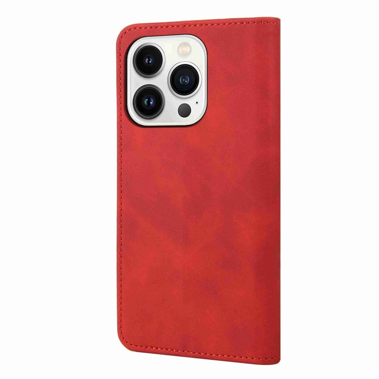 For iPhone 16 Pro Skin Feel Splicing Leather Phone Case(Red) by buy2fix