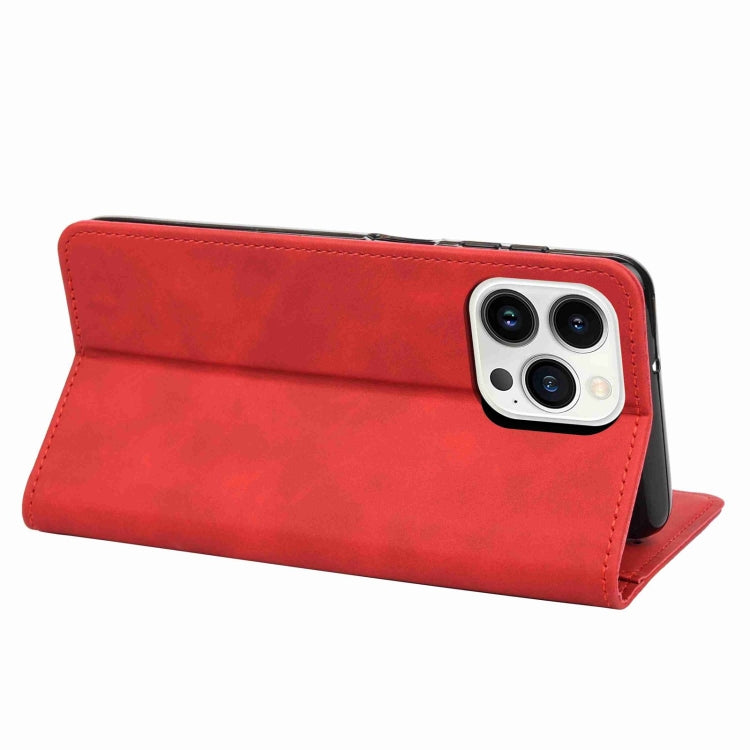 For iPhone 16 Pro Skin Feel Splicing Leather Phone Case(Red) by buy2fix
