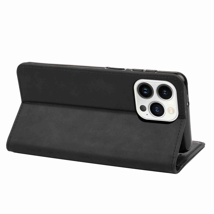 For iPhone 16 Pro Skin Feel Splicing Leather Phone Case(Black) by buy2fix