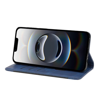 For iPhone 16e Skin Feel Splicing Leather Phone Case(Blue) - iPhone 16e Cases by buy2fix | Online Shopping UK | buy2fix