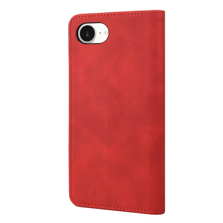 For iPhone 16e Skin Feel Splicing Leather Phone Case(Red) - iPhone 16e Cases by buy2fix | Online Shopping UK | buy2fix