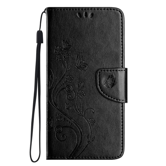 For iPhone 16 Pro Butterfly Flower Pattern Flip Leather Phone Case(Black) by buy2fix