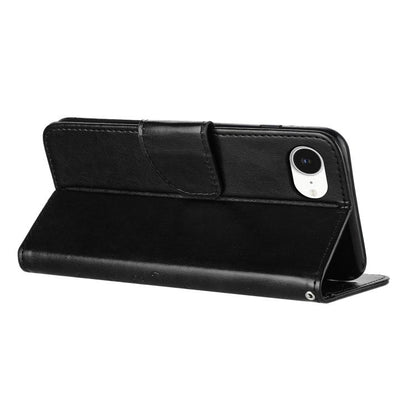 For iPhone 16e Butterfly Flower Pattern Flip Leather Phone Case(Black) - iPhone 16e Cases by buy2fix | Online Shopping UK | buy2fix