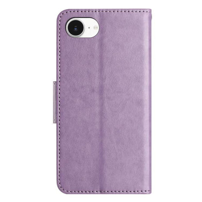 For iPhone 16e Butterfly Flower Pattern Flip Leather Phone Case(Light Purple) - iPhone 16e Cases by buy2fix | Online Shopping UK | buy2fix