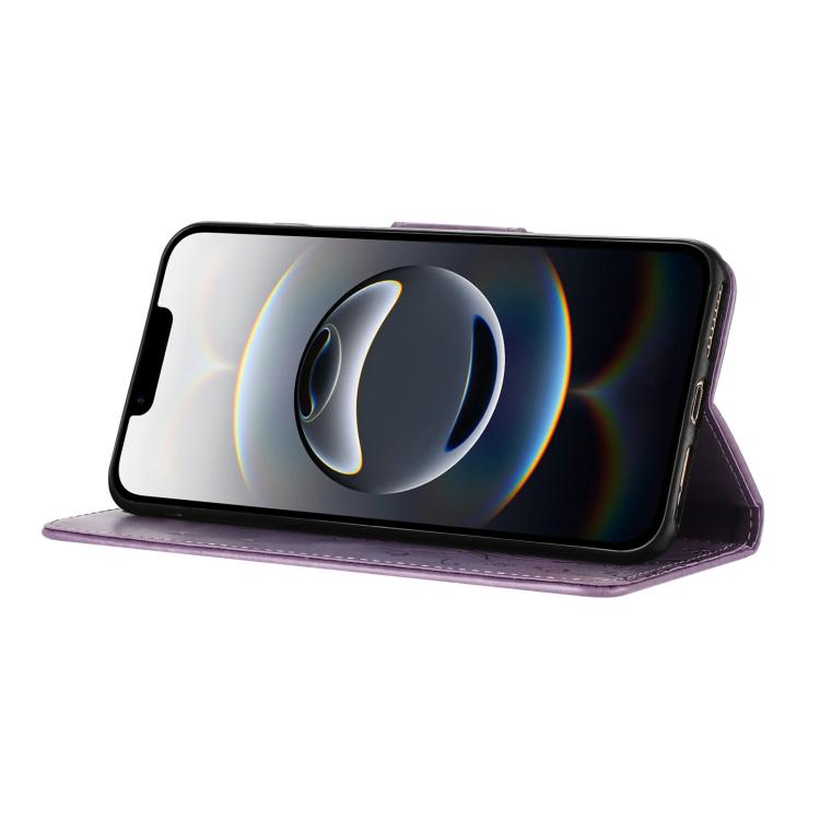 For iPhone 16e Butterfly Flower Pattern Flip Leather Phone Case(Light Purple) - iPhone 16e Cases by buy2fix | Online Shopping UK | buy2fix