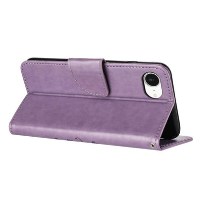 For iPhone 16e Butterfly Flower Pattern Flip Leather Phone Case(Light Purple) - iPhone 16e Cases by buy2fix | Online Shopping UK | buy2fix