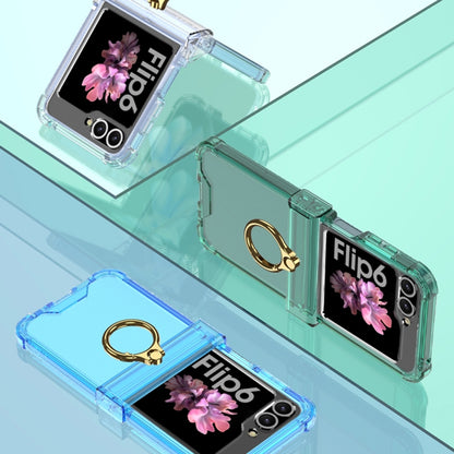 For Samsung Galaxy Z Flip6 / Flip7 FE Gkk Airbag Hinge Silicone Phone Case with Ring Holder(Transparent Black) - Galaxy Z Flip6 5G Cases by GKK | Online Shopping UK | buy2fix