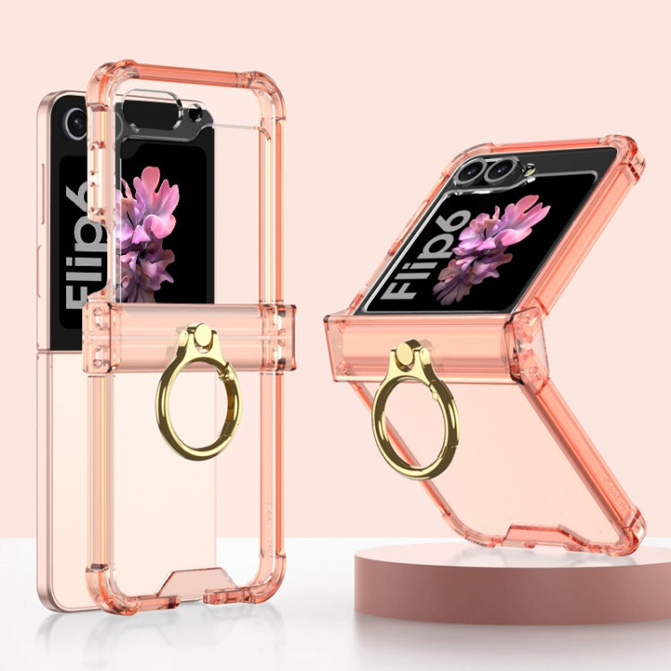 For Samsung Galaxy Z Flip6 / Flip7 FE Gkk Airbag Hinge Silicone Phone Case with Ring Holder(Transparent Orange) - Galaxy Z Flip6 5G Cases by GKK | Online Shopping UK | buy2fix