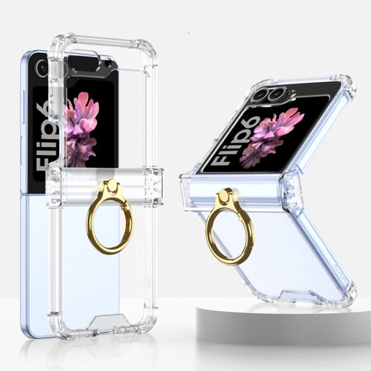 For Samsung Galaxy Z Flip6 / Flip7 FE Gkk Airbag Hinge Silicone Phone Case with Ring Holder(Transparent) - Galaxy Z Flip6 5G Cases by GKK | Online Shopping UK | buy2fix